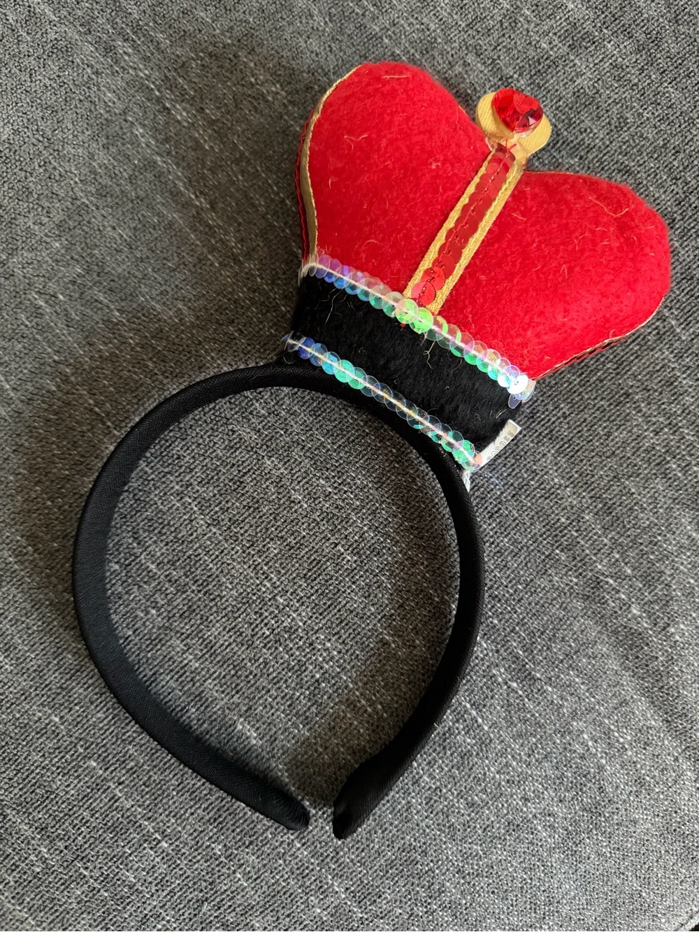 Queen of Hearts Red Crown Headband - Sequin Trim